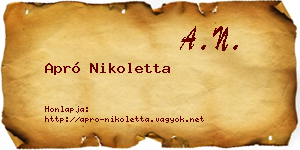 Apró Nikoletta névjegykártya